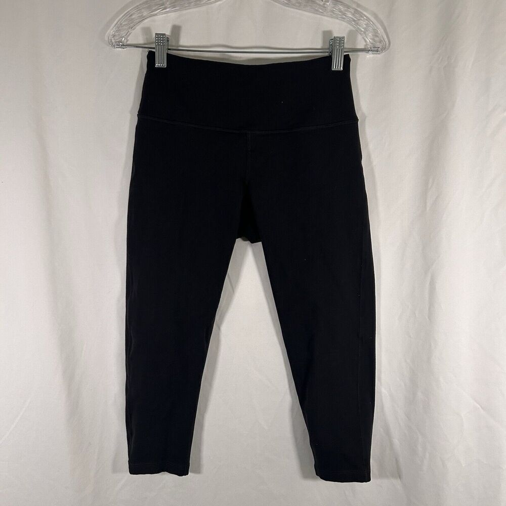 Prana Leggings Womens Small Solid Black Pull On Low Rise Waist Pocket 20" Inseam